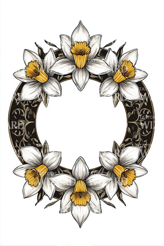 Narcis Bloemenkrans Tatoeage Ontwerp