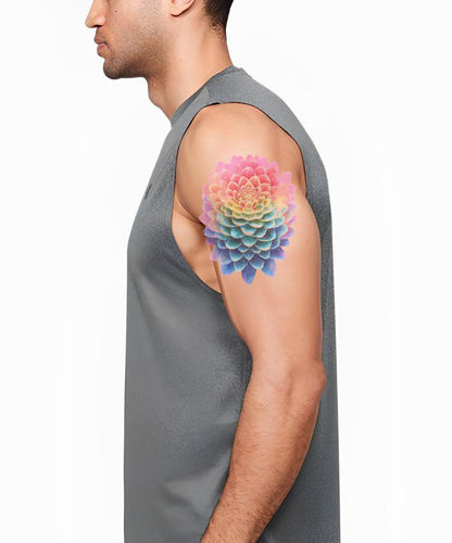 Regenbogen Dahlien Mandala Tattoo Design