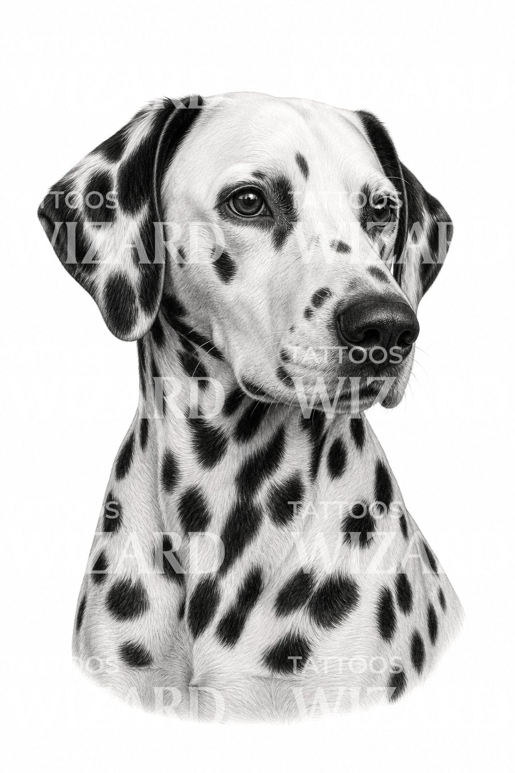Dalmatian Dog Portrait Tattoo Design