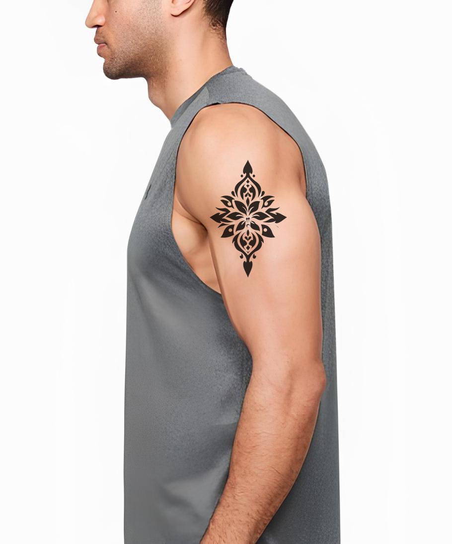 Damask Floral Diamond Tattoo Idea