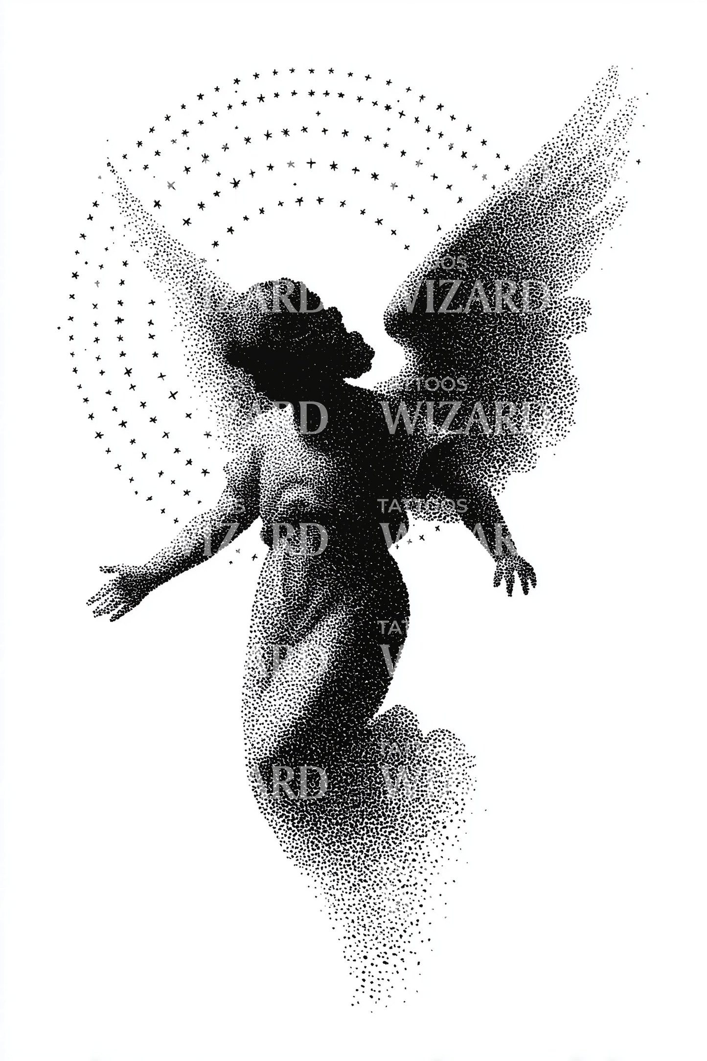 Dancing Angel Spirit Tattoo Illustration