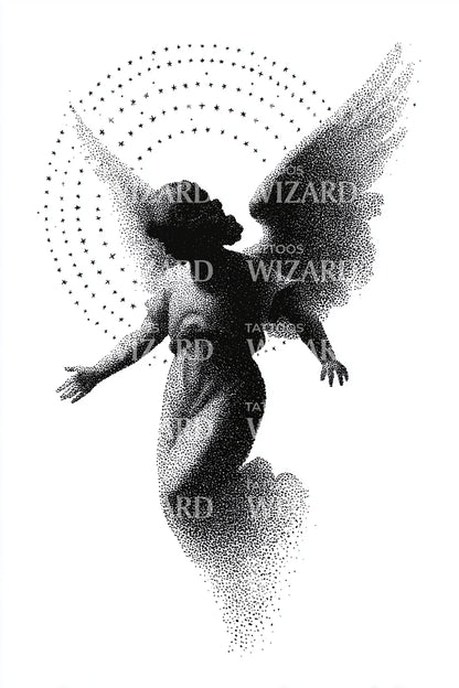 Dancing Angel Spirit Tattoo Illustration