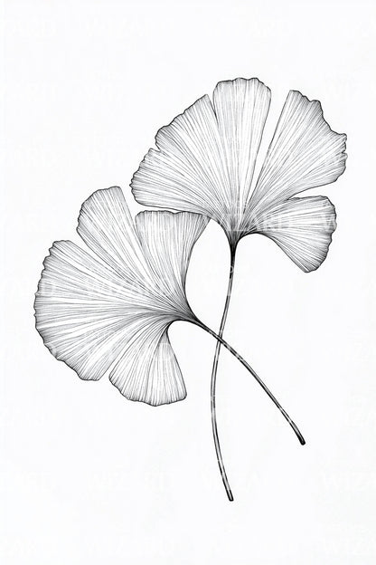 Dancing Ginkgo Pair Tattoo Design