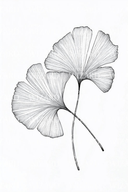 Dancing Ginkgo Pair Tattoo Design