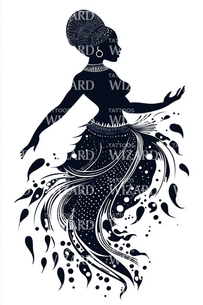 Dansende Tribal Dame Tattoo Illustratie