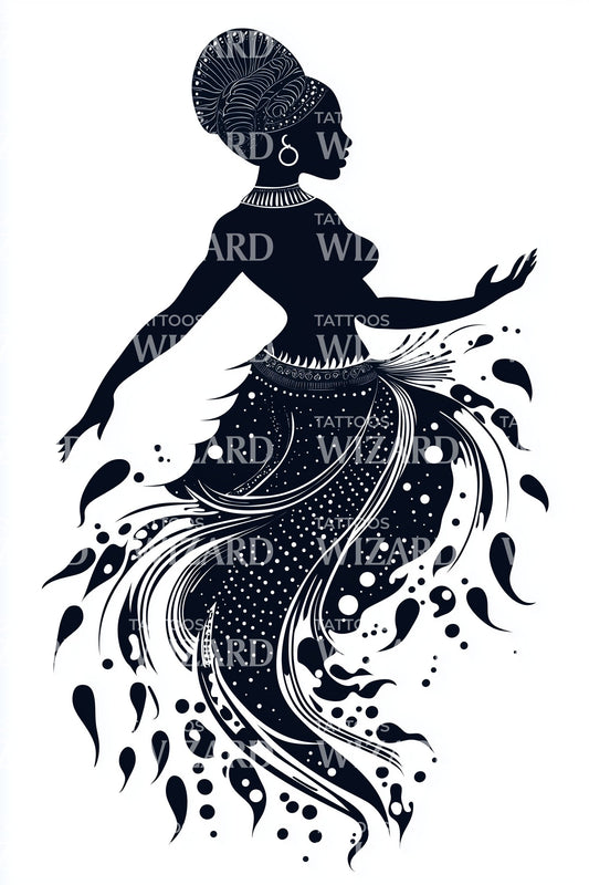 Dansende Tribal Dame Tattoo Illustratie