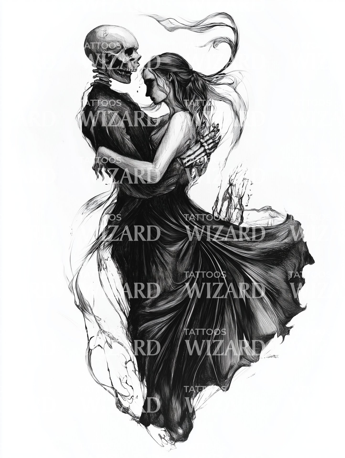 Dancing With Death Eternal Attachment Tattoo Illustration