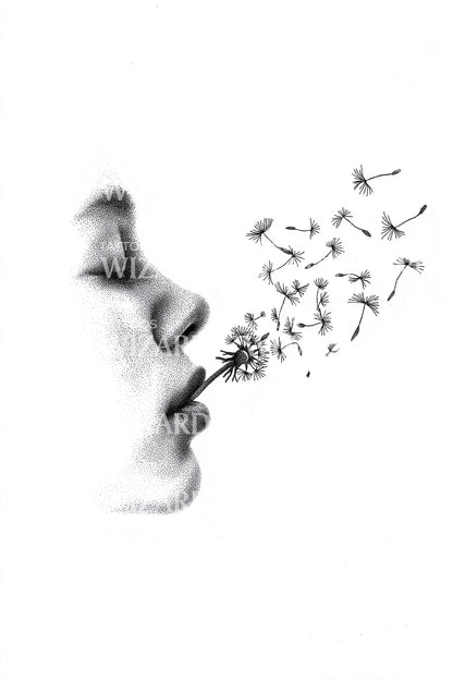 Dandelion Whisper Silhouette Tattoo Idea