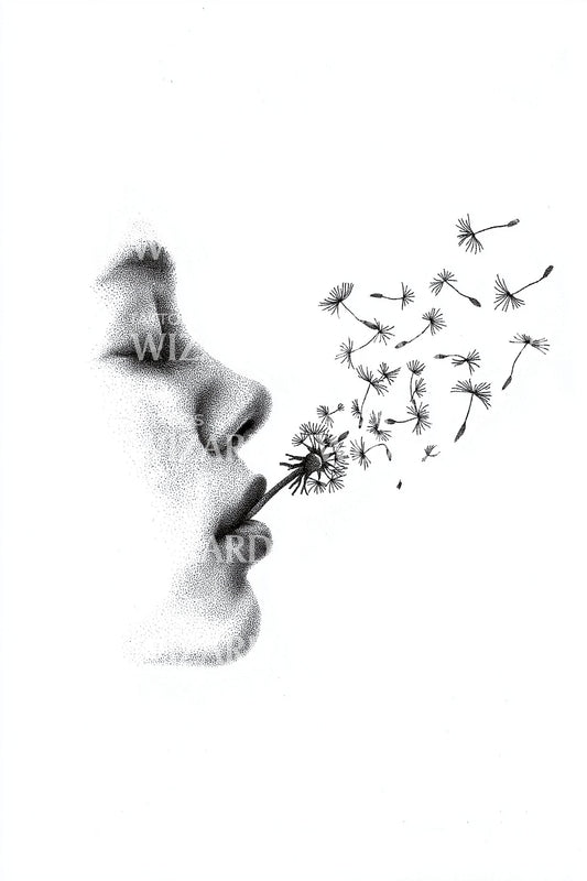 Dandelion Whisper Silhouette Tattoo Idea
