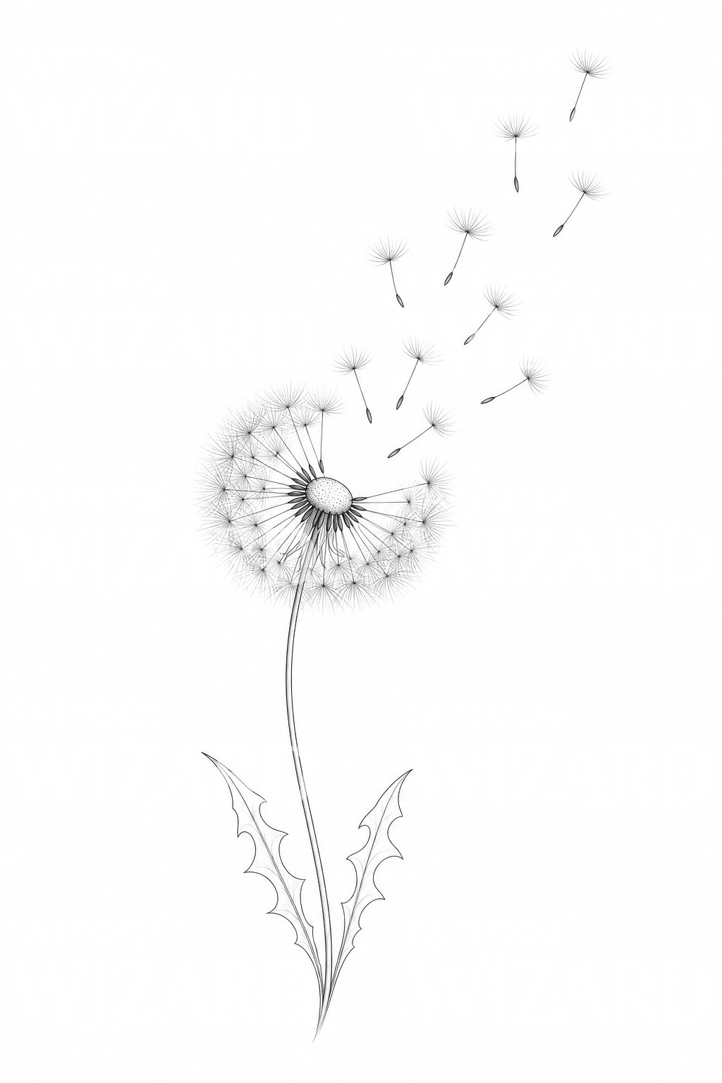Dandelion Wish Fineline Tattoo Design