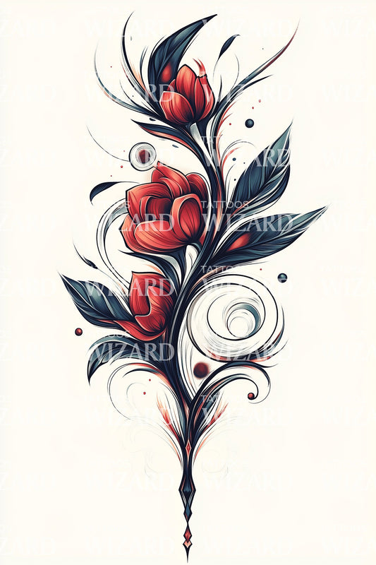 Dark Blooming Vine Tattoo Idea