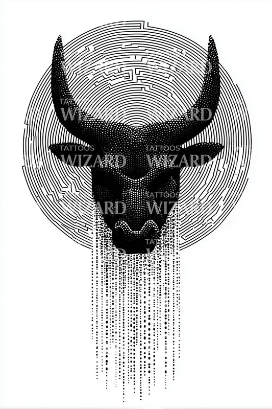 Illustrazione Tatuaggio Ritratto Toro Nero