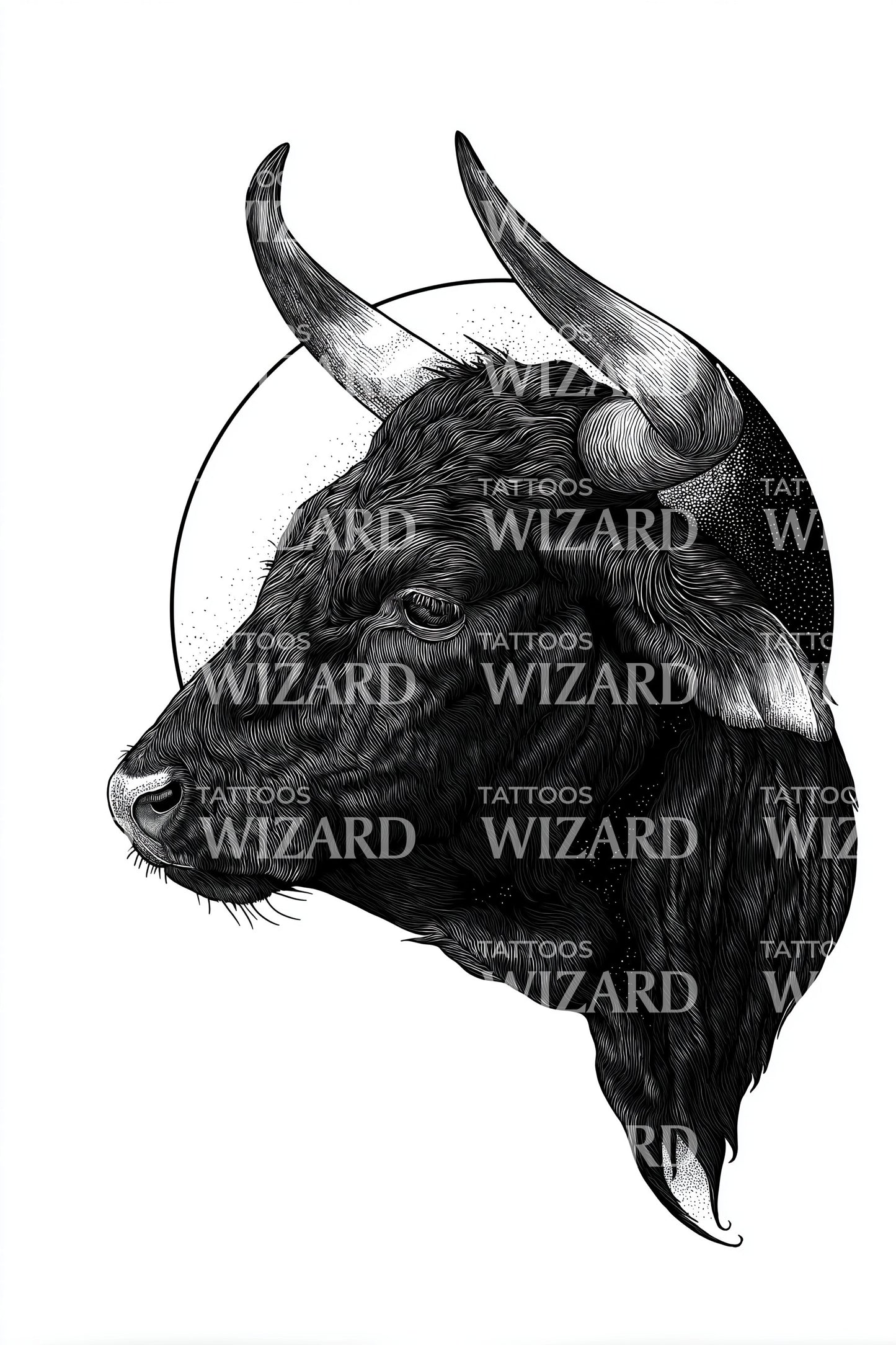 Dark Bull Profile Tattoo Design