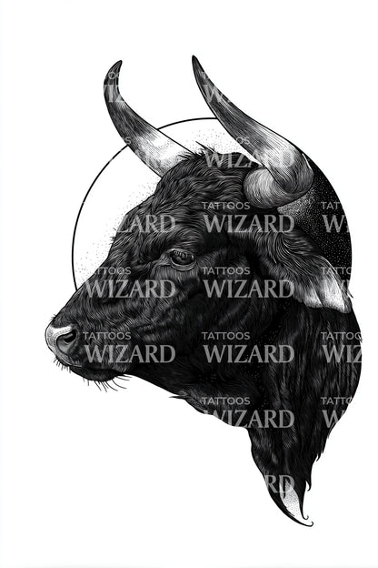 Dark Bull Profile Tattoo Design