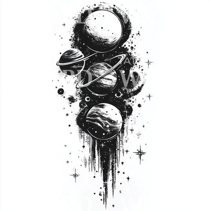 Dunkles kosmisches Universum Tattoo-Design