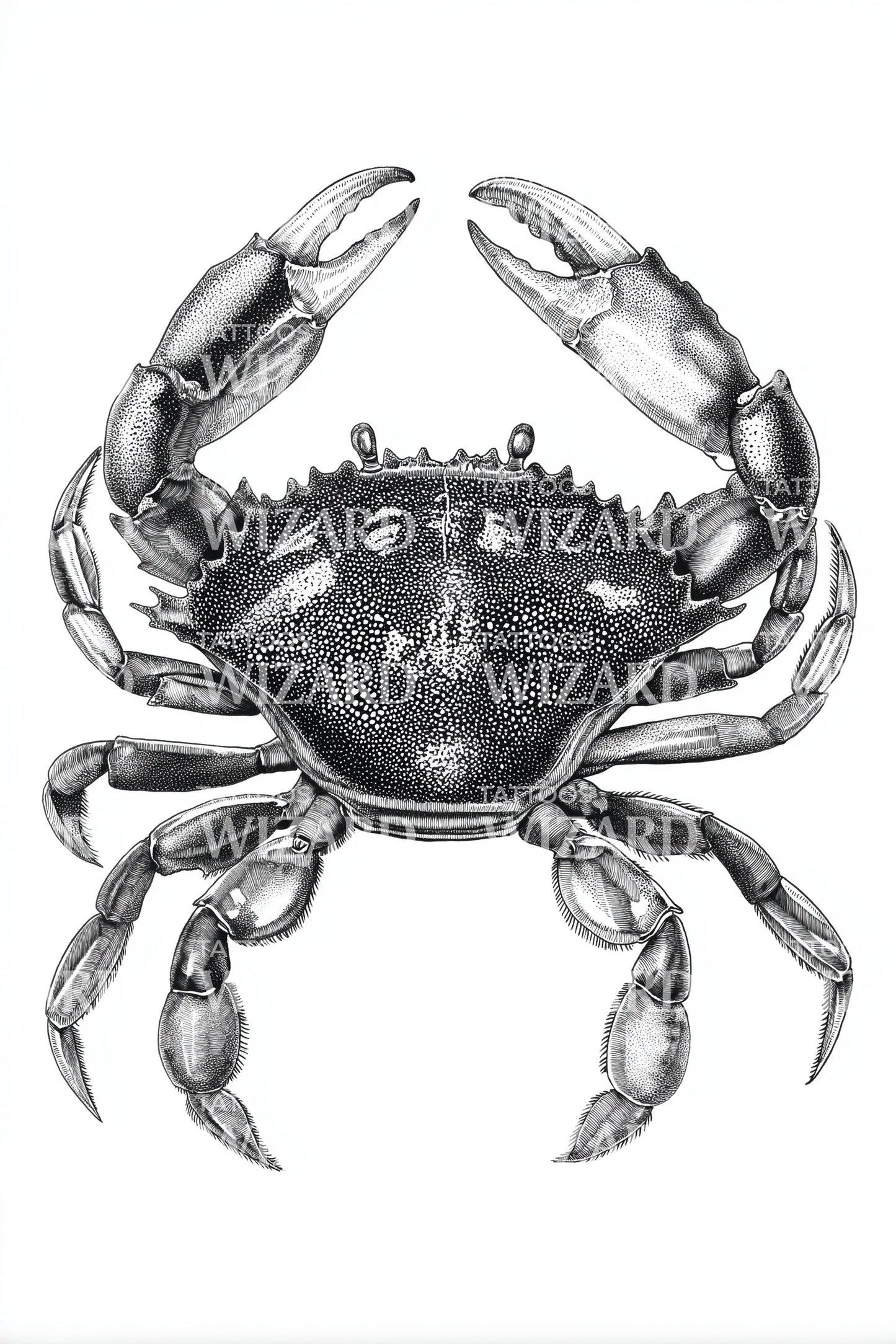 Dark Crab Study Tattoo Design