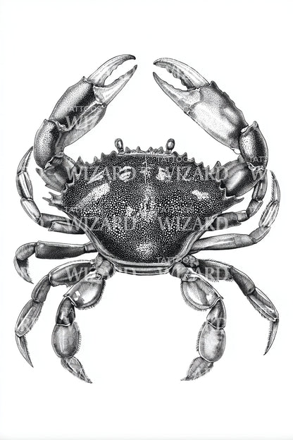 Dark Crab Study Tattoo Design