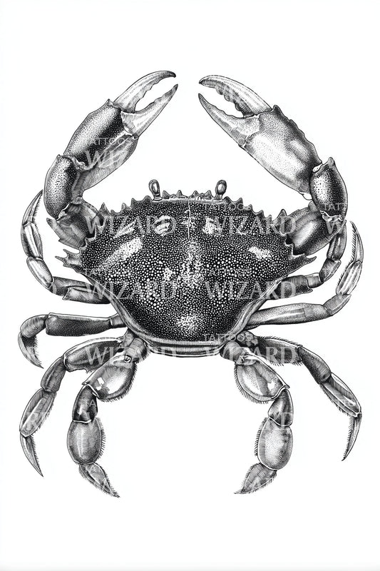 Dark Crab Study Tattoo Design