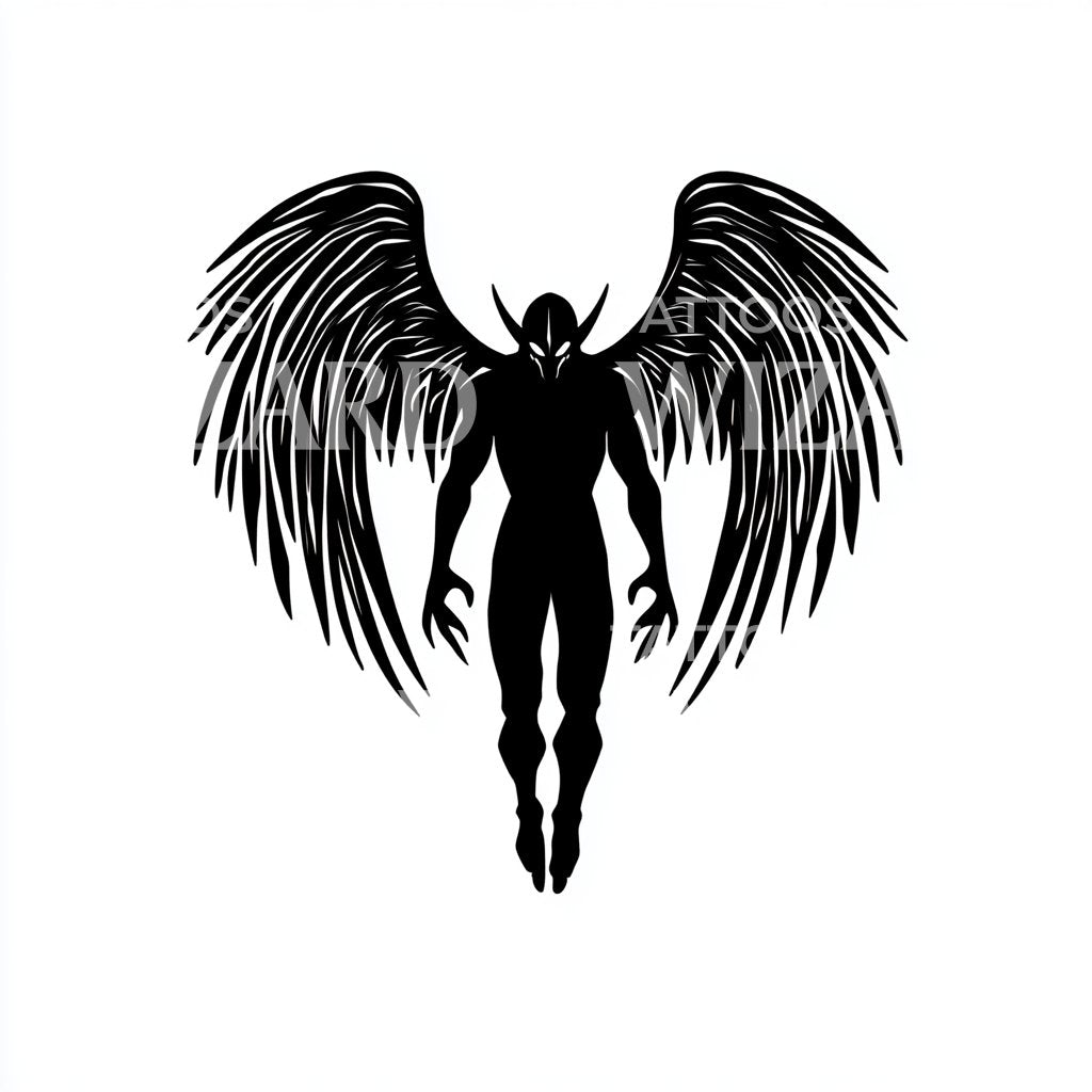 Dark Demon Mothman Tattoo Design