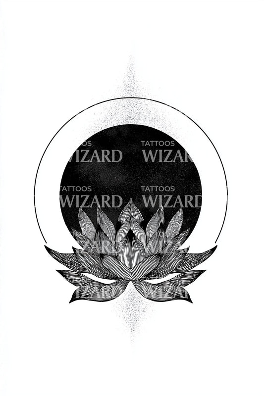 Dark Eclipse Lotus Tattoo Design