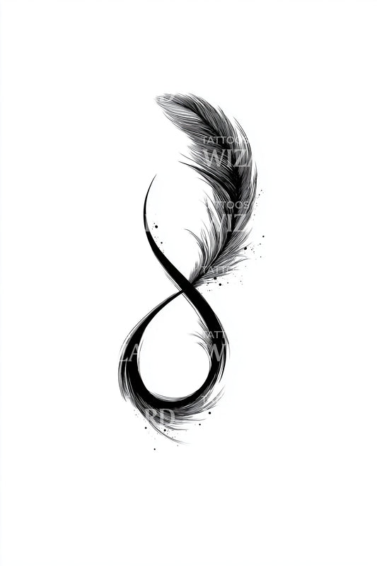 Dark Feather Infinity Tattoo Design