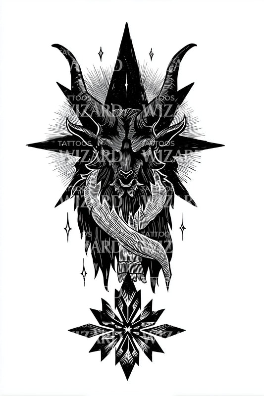 Dark Krampus Emblem Tattoo Design