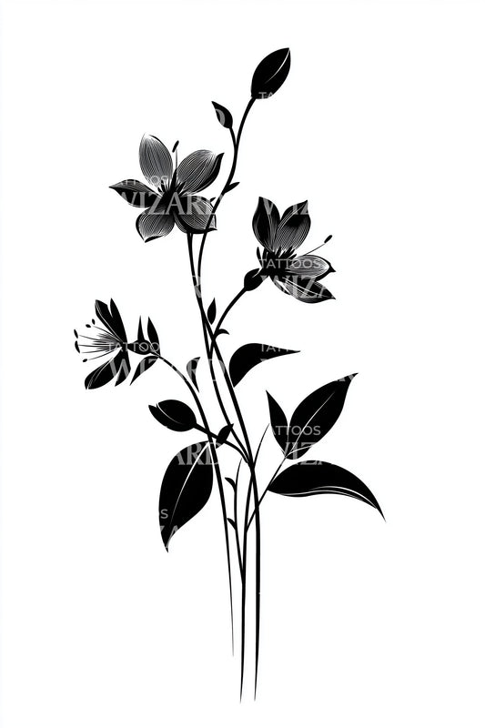 Dark Leaf Jasmine Tattoo Design