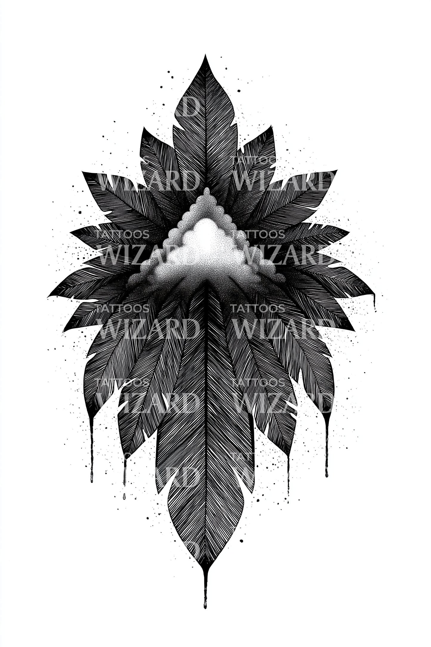 Dark Leaf Totem Tattoo Illustration
