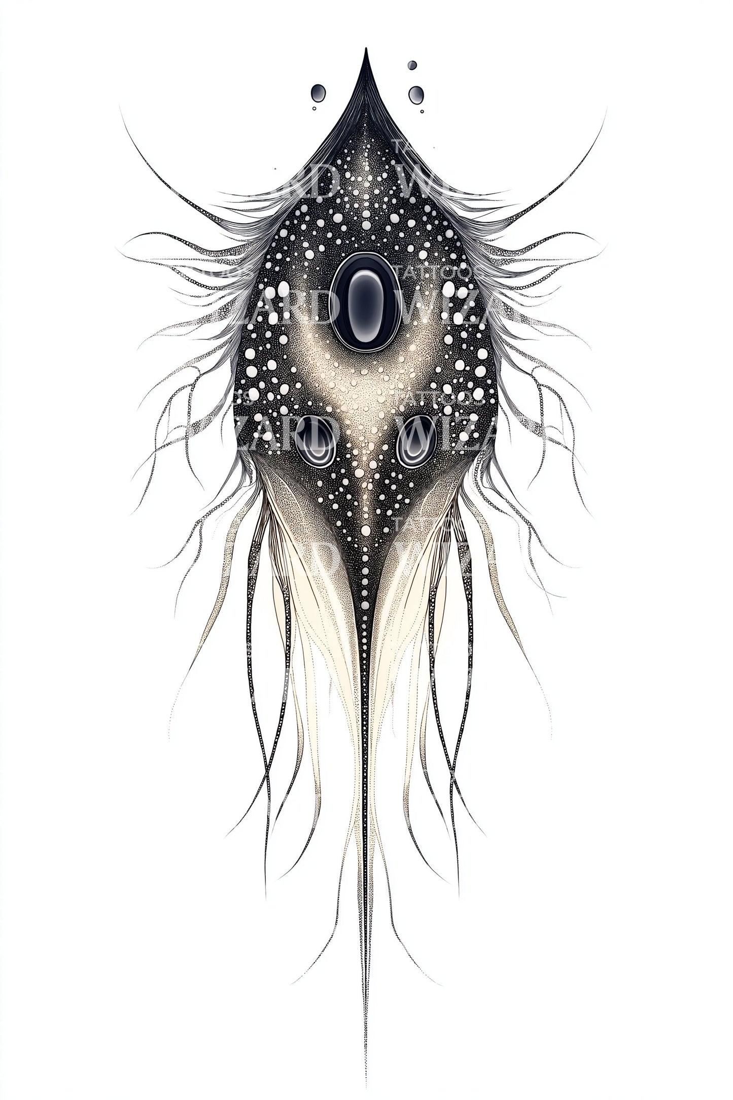 Dark Microbe Eye Tattoo Design