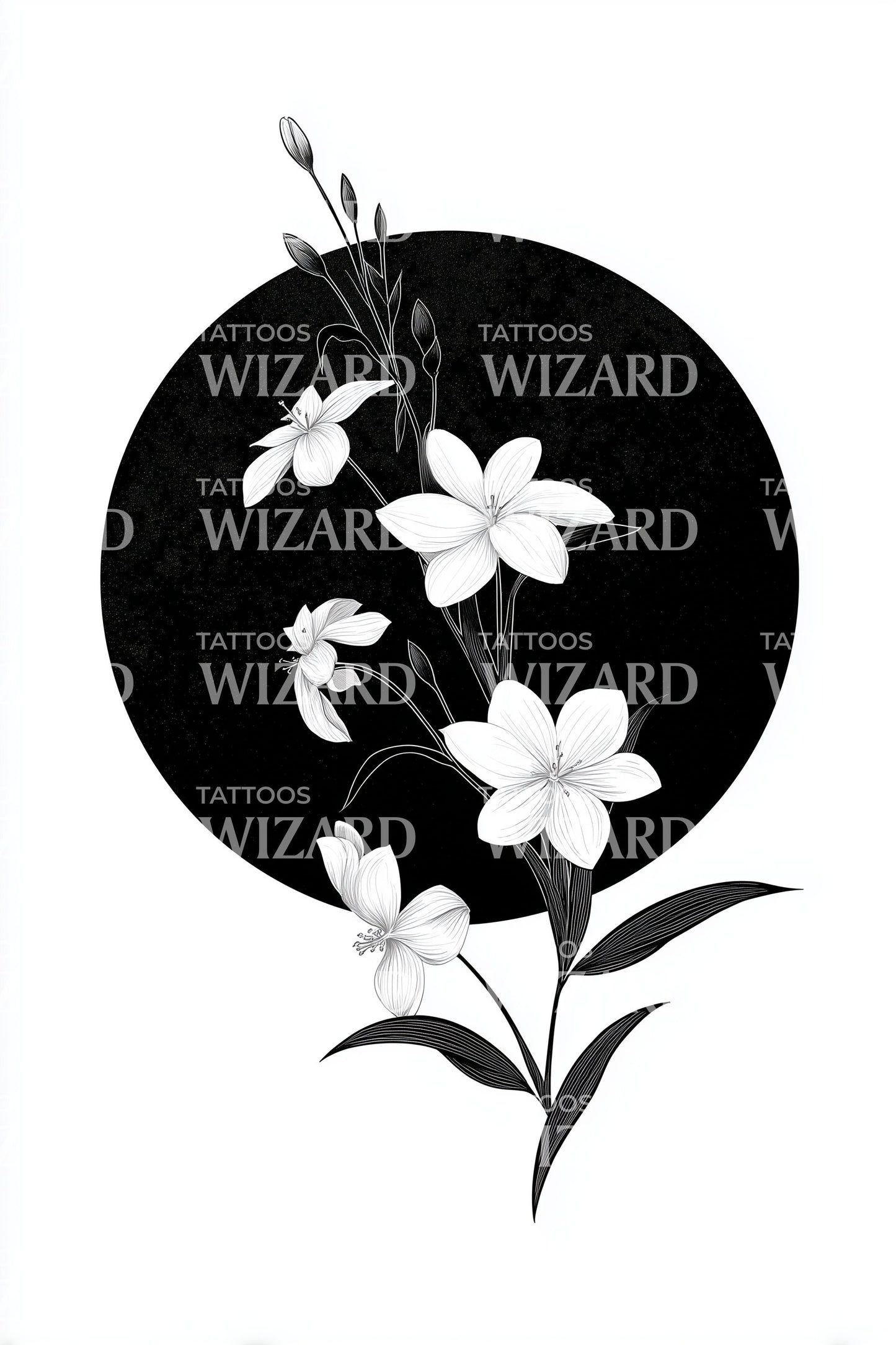 Dark Moon Jasmine Tattoo Design