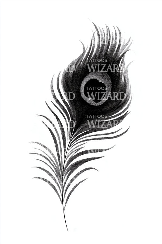 Dark Peacock Feather Tattoo Design