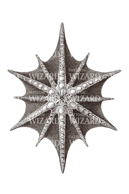 Dark Radiolarian Starburst Tattoo Design