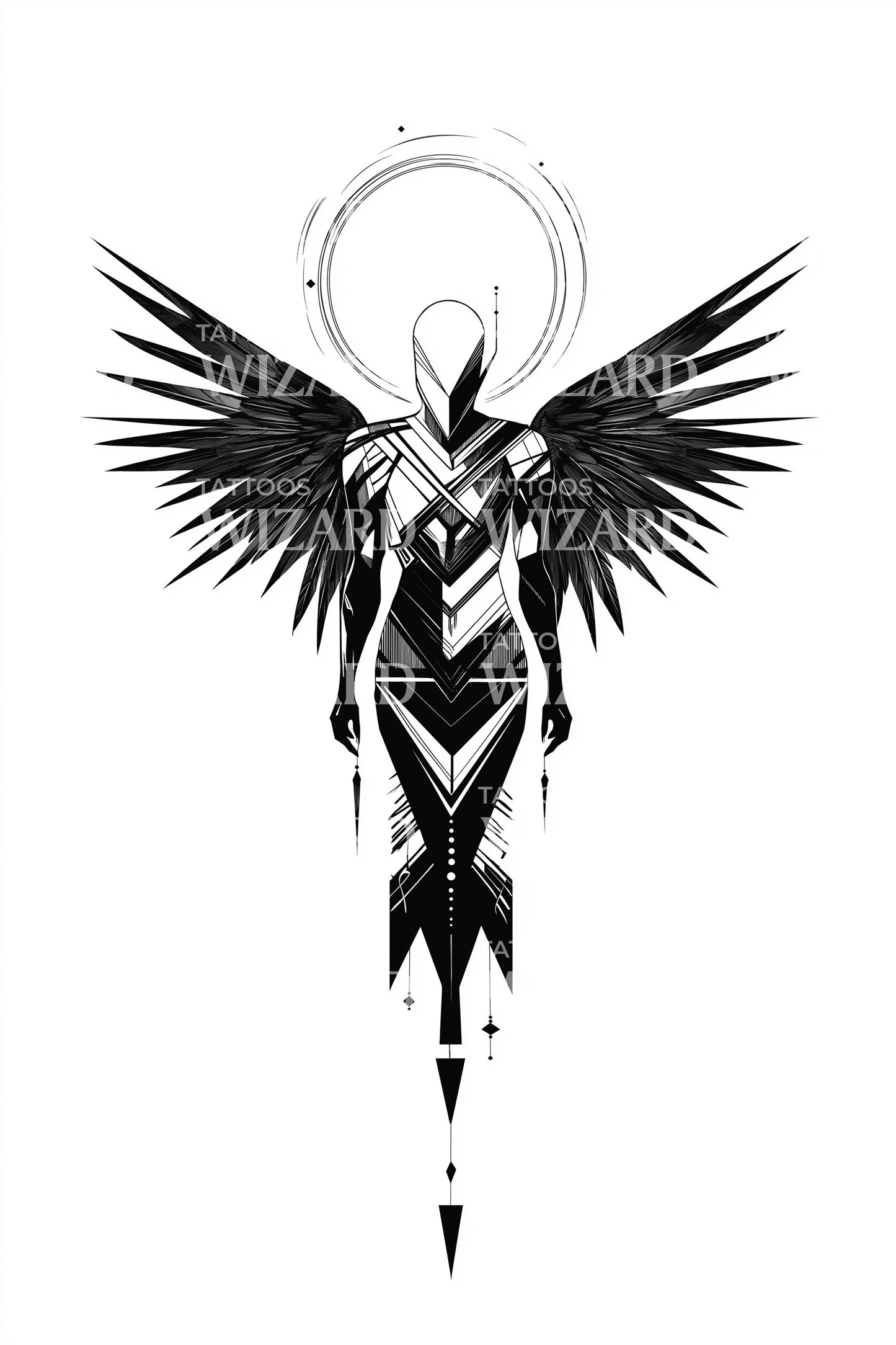 Dark Winged Guardian Tattoo Design