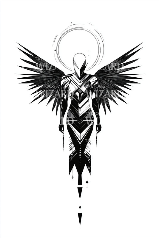 Dark Winged Guardian Tattoo Design