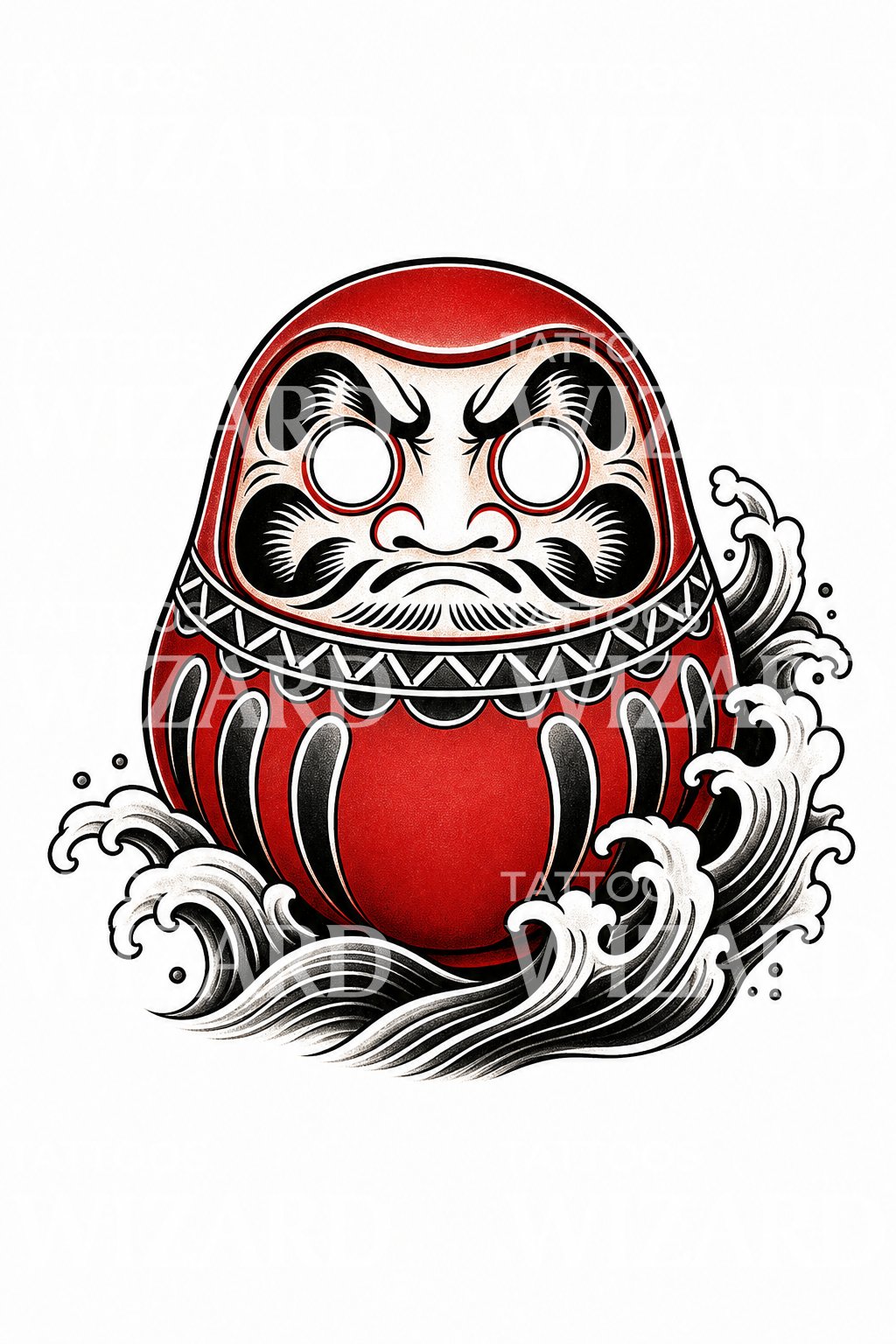Projekt tatuażu z lalką Daruma