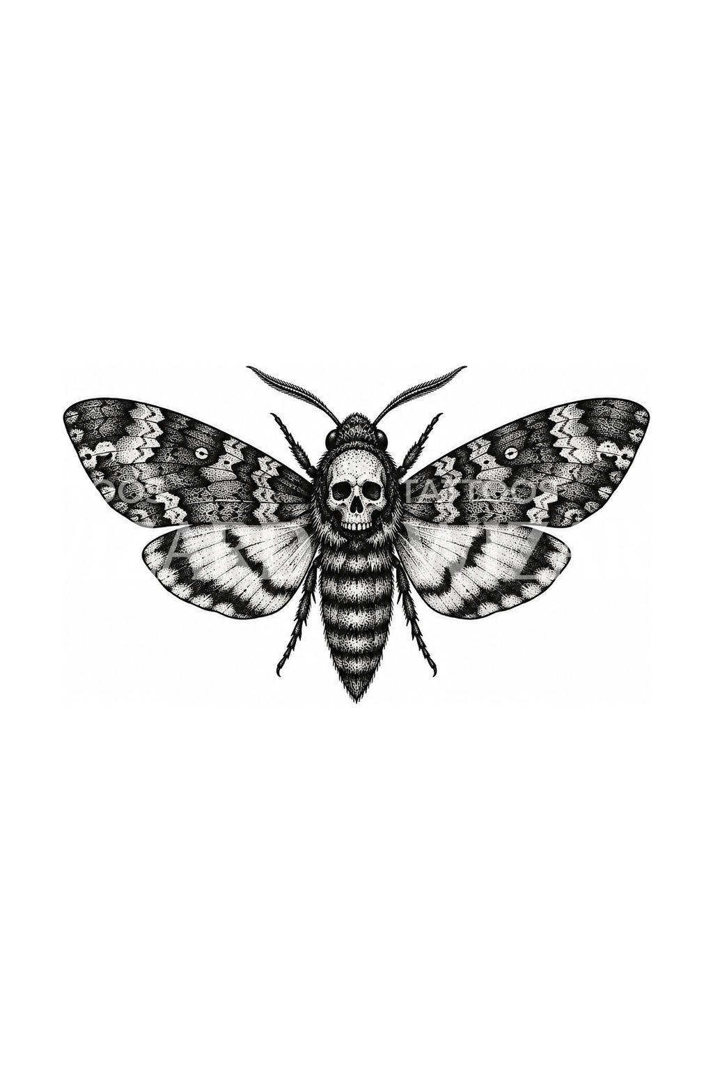 Tatuaggio stipple della sfinge testa di morto