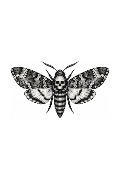 Tatuaggio stipple della sfinge testa di morto