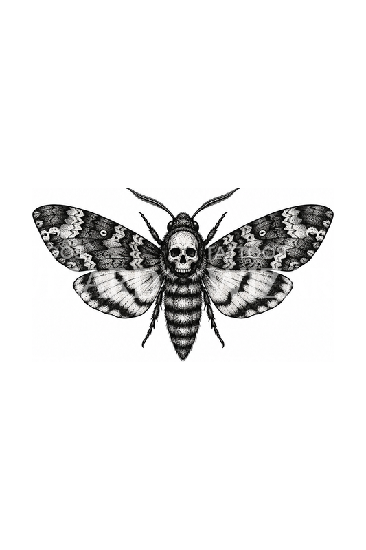 Tatuaggio stipple della sfinge testa di morto