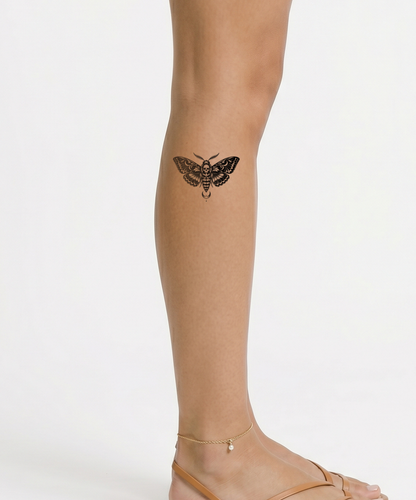 Death's Head Moth Crescent Tattoo Design