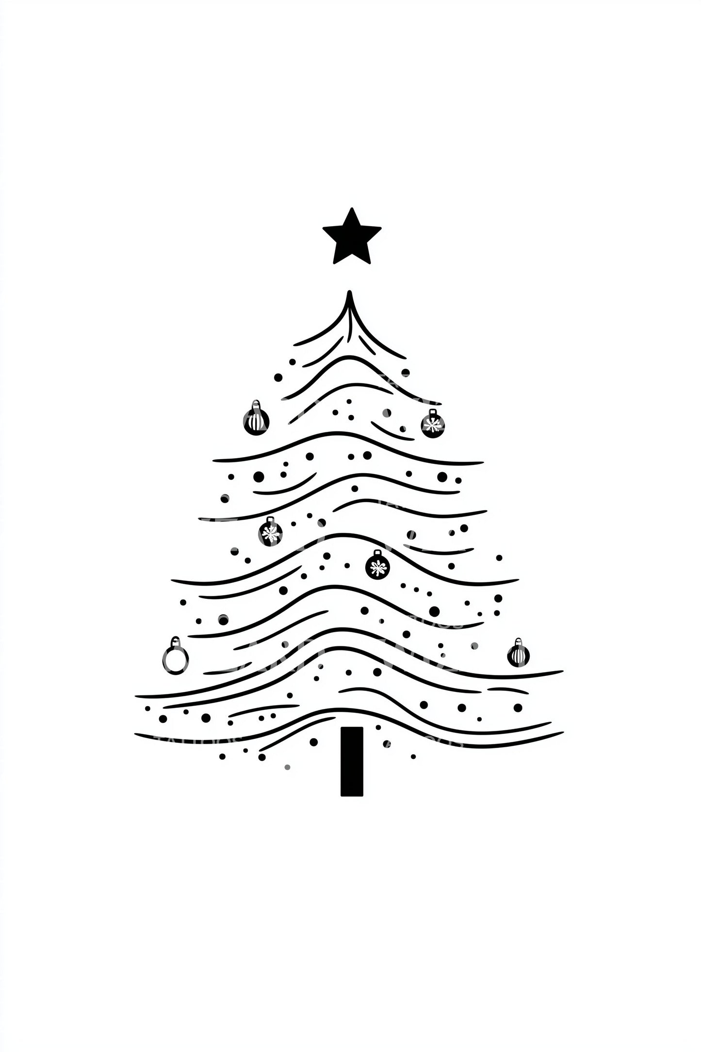 Decorated Christmas Tree Tattoo Illustration