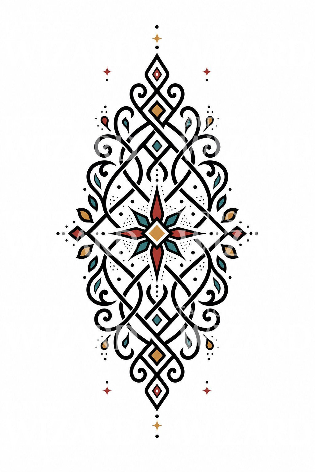 Decorative Folk Ornament Tattoo Design