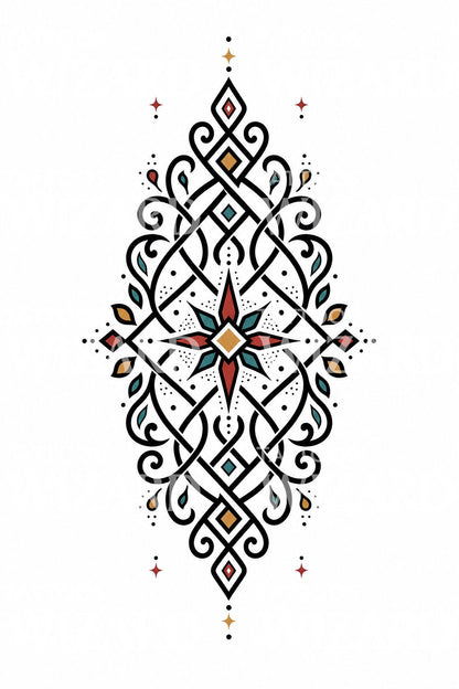 Decorative Folk Ornament Tattoo Design