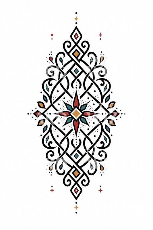 Decorative Folk Ornament Tattoo Design