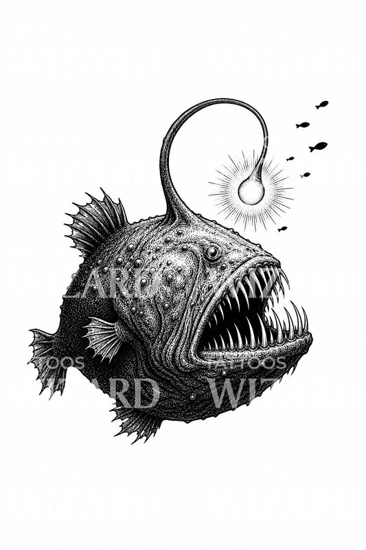 Deep Sea Anglerfish Tattoo Illustration