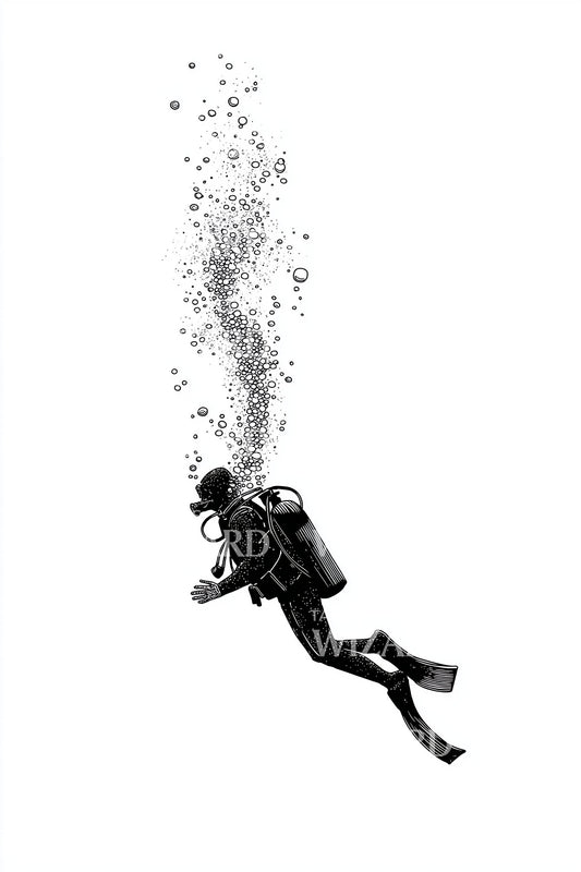 Deep Sea Diver Tattoo Illustration