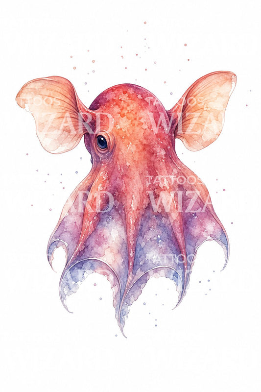 Idea de tatuaje de pulpo Dumbo de las profundidades marinas