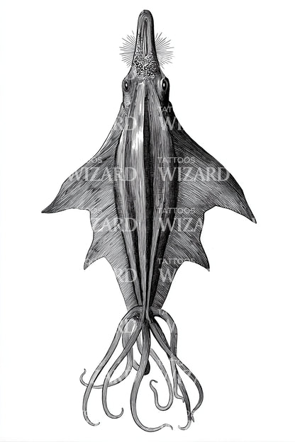Deep Sea Squid Tattoo Design