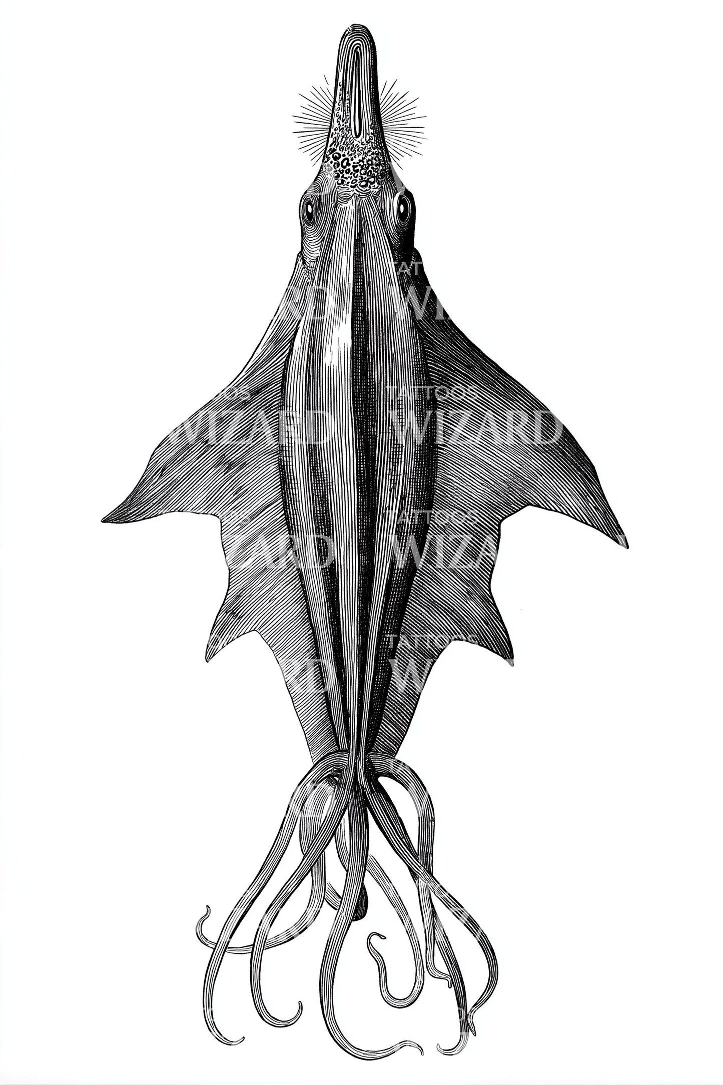 Deep Sea Squid Tattoo Design