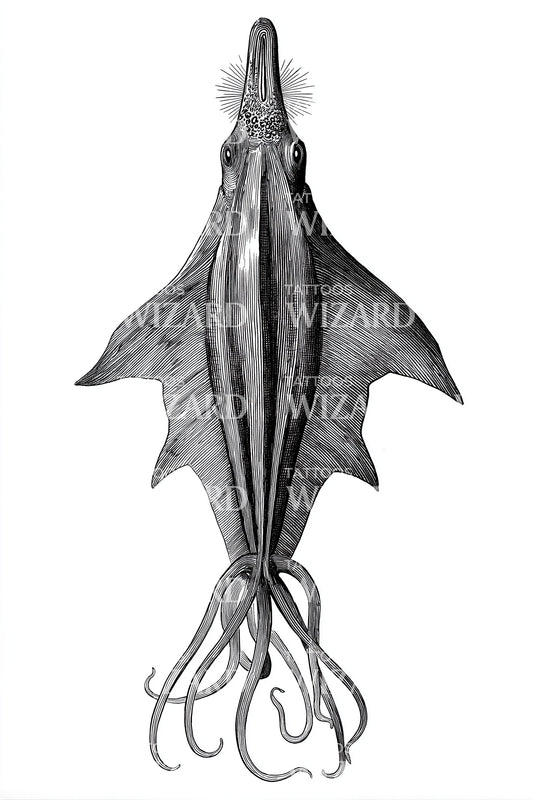 Deep Sea Squid Tattoo Design