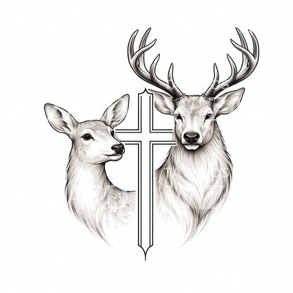 Deer Cross Tattoo Design